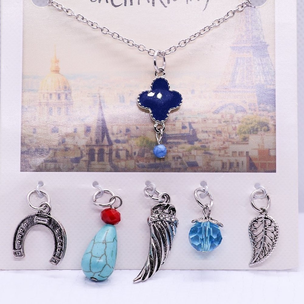 Cross Charm Necklace with Multiple Charms - Picture 4 of 6